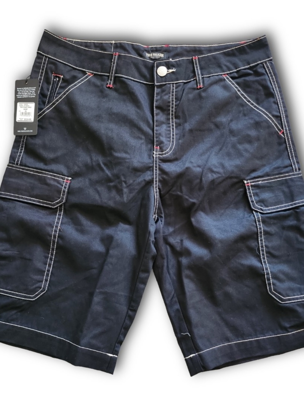 True Religion Jet Black Cargo Shorts Size 34